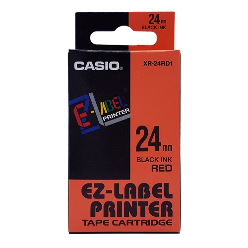 Casio EzLabel Tape Cartridge 24mm, Black on Red (XR24RD1)